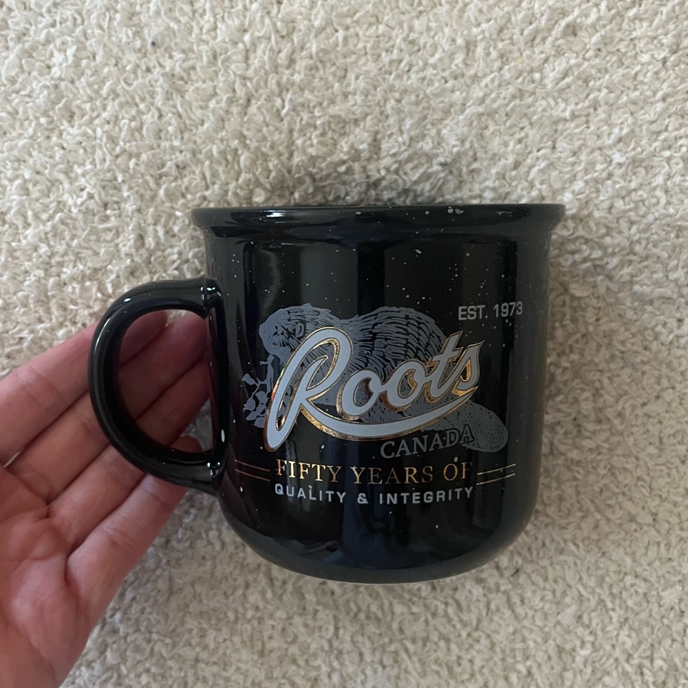 Roots 50 Year Anniversary Ceramic Camper Mug.
